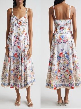 Camilla I Left My Heart in Granada Print Stretch Cotton Poplin Midi Dress S NWT